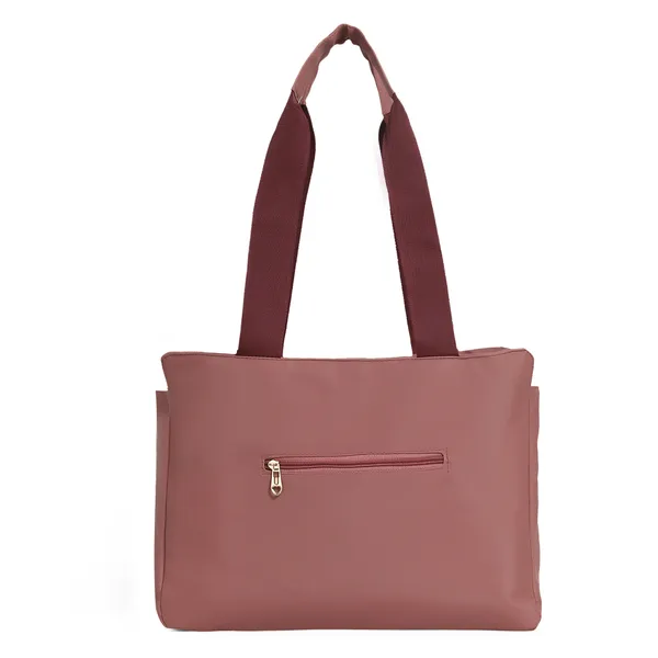 Trendy_Peach_Nylon_Tote_Bag_For_Women_Lightweight_Shoulder_Handbag_With_Spacious_Compartments,_Durable_Straps_&_Water-Resistant_Design_Ideal_For_Office,_Travel,_Gym,_Or_Everyday_Use