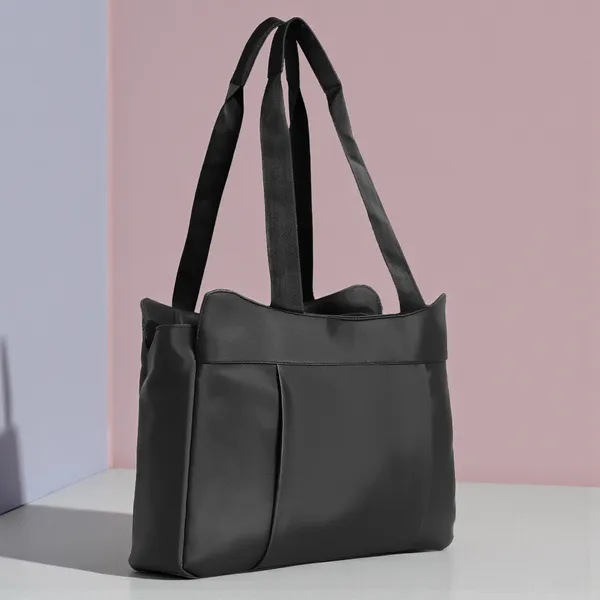 Trendy_Black_Nylon_Tote_Bag_For_Women_Lightweight_Shoulder_Handbag_With_Spacious_Compartments,_Durable_Straps_&_Water-Resistant_Design_Ideal_For_Office,_Travel,_Gym,_Or_Everyday_Use