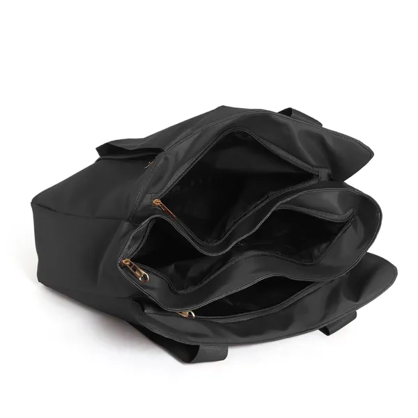 Trendy_Black_Nylon_Tote_Bag_For_Women_Lightweight_Shoulder_Handbag_With_Spacious_Compartments,_Durable_Straps_&_Water-Resistant_Design_Ideal_For_Office,_Travel,_Gym,_Or_Everyday_Use