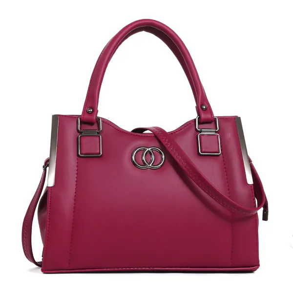 Stylish_Maroon_Women's_Handbag_Elegant_Leather_Tote_Purse_With_Shoulder_Strap,_Spacious_Design_&_Metal_Accents_Perfect_For_Office,_Casual,_Or_Travel_Use