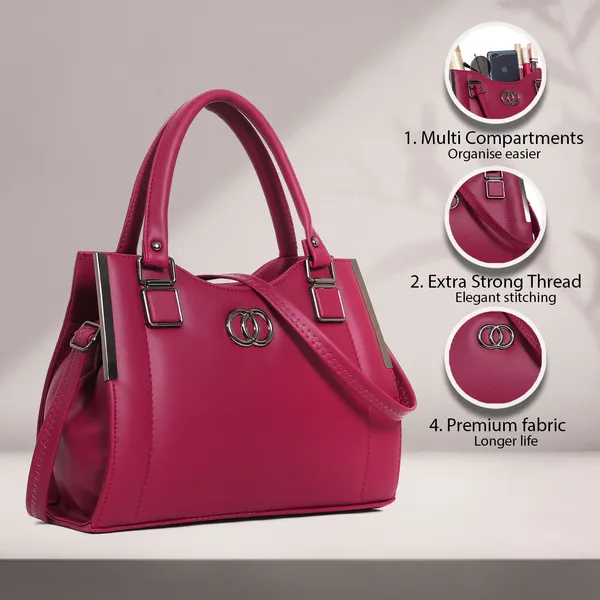 Stylish_Maroon_Women's_Handbag_Elegant_Leather_Tote_Purse_With_Shoulder_Strap,_Spacious_Design_&_Metal_Accents_Perfect_For_Office,_Casual,_Or_Travel_Use