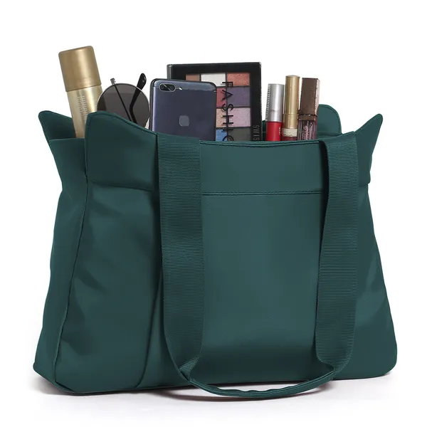 Trendy_Green_Nylon_Tote_Bag_For_Women_Lightweight_Shoulder_Handbag_With_Spacious_Compartments,_Durable_Straps_&_Water-Resistant_Design_Ideal_For_Office,_Travel,_Gym,_Or_Everyday_Use