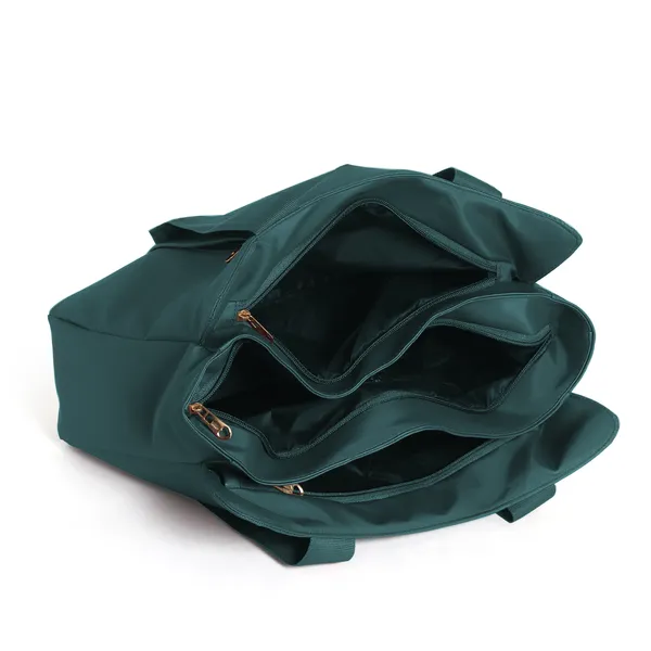 Trendy_Green_Nylon_Tote_Bag_For_Women_Lightweight_Shoulder_Handbag_With_Spacious_Compartments,_Durable_Straps_&_Water-Resistant_Design_Ideal_For_Office,_Travel,_Gym,_Or_Everyday_Use