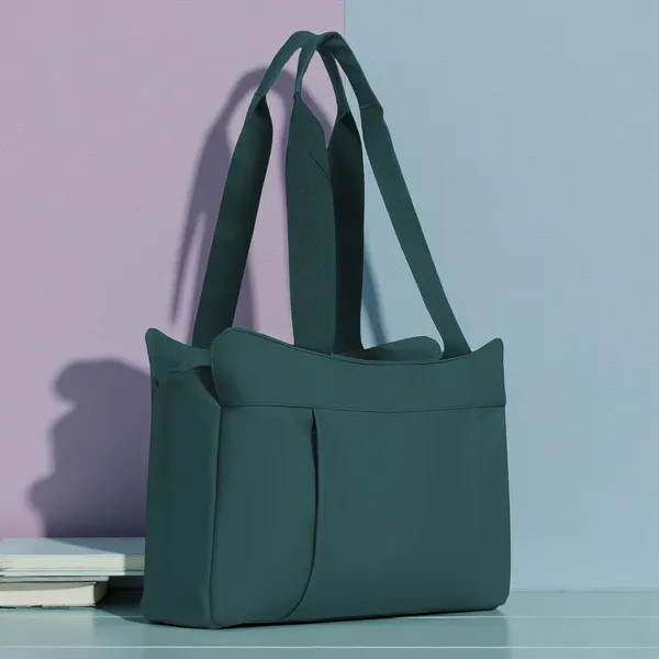 Trendy_Green_Nylon_Tote_Bag_For_Women_Lightweight_Shoulder_Handbag_With_Spacious_Compartments,_Durable_Straps_&_Water-Resistant_Design_Ideal_For_Office,_Travel,_Gym,_Or_Everyday_Use