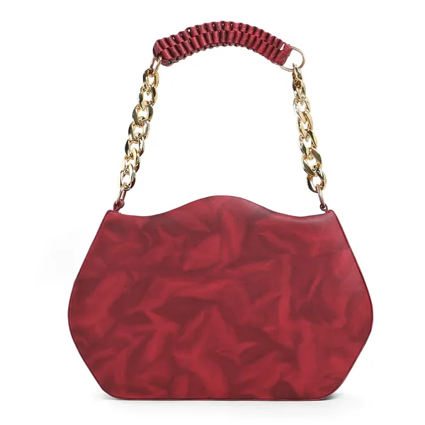 Stylish_Maroon_Faux_Leather_Shoulder_Bag_For_Women_With_Gold_Chain_Handle_&_Adjustable_Strap