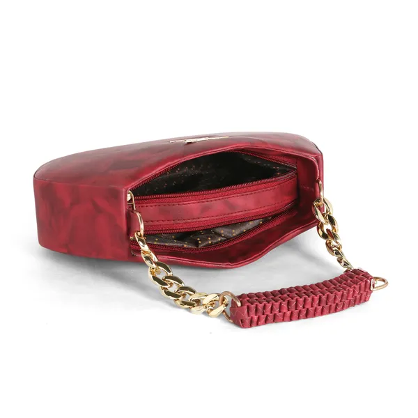Stylish_Maroon_Faux_Leather_Shoulder_Bag_For_Women_With_Gold_Chain_Handle_&_Adjustable_Strap