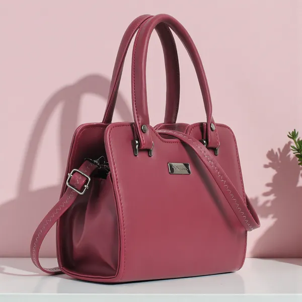 Stylish_Maroon_Leather_Handbag_For_Women_Elegant_Shoulder_Tote_Purse_With_Dual_Handles,_Trendy_Office_&_Casual_Bag,_Lightweight_Designer_Crossbody_Satchel