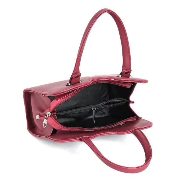 Stylish_Maroon_Leather_Handbag_For_Women_Elegant_Shoulder_Tote_Purse_With_Dual_Handles,_Trendy_Office_&_Casual_Bag,_Lightweight_Designer_Crossbody_Satchel