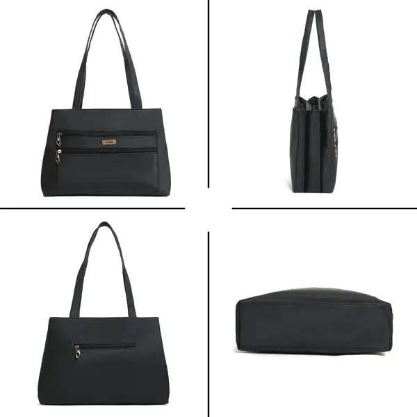 Trendy_Black_Leather_Tote_Bag_For_Women_Spacious_Shoulder_Handbag_With_Dual_Zipper_Pockets,_Stylish_Office_&_Casual_Carryall_Purse,_Lightweight_Everyday_Travel_Bag