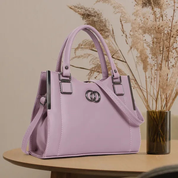 Stylish_Pink_Women's_Handbag_Elegant_Leather_Tote_Purse_With_Shoulder_Strap,_Spacious_Design_&_Metal_Accents_Perfect_For_Office,_Casual,_Or_Travel_Use