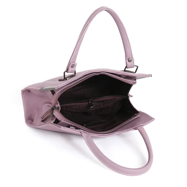 Stylish_Pink_Women's_Handbag_Elegant_Leather_Tote_Purse_With_Shoulder_Strap,_Spacious_Design_&_Metal_Accents_Perfect_For_Office,_Casual,_Or_Travel_Use