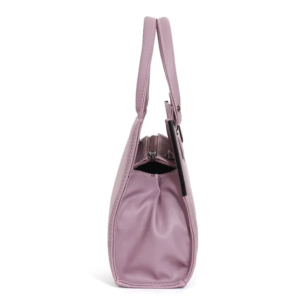 Stylish_Pink_Women's_Handbag_Elegant_Leather_Tote_Purse_With_Shoulder_Strap,_Spacious_Design_&_Metal_Accents_Perfect_For_Office,_Casual,_Or_Travel_Use