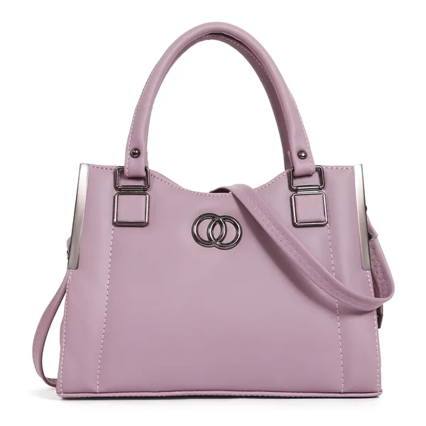 Stylish_Pink_Women's_Handbag_Elegant_Leather_Tote_Purse_With_Shoulder_Strap,_Spacious_Design_&_Metal_Accents_Perfect_For_Office,_Casual,_Or_Travel_Use