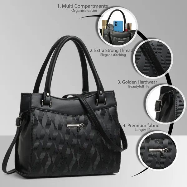 Elegant_Black_Textured_Leather_Handbag_For_Women_Stylish_Tote_Purse_With_Shoulder_Strap,_Lightweight_Designer_Office_&_Casual_Bag
