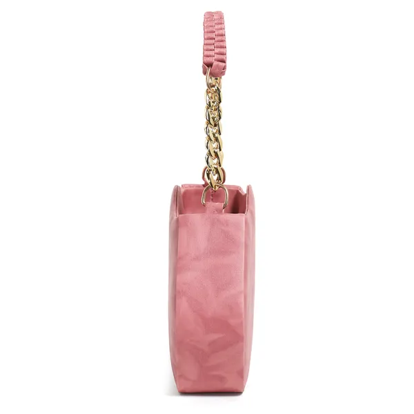 Stylish_Peach_Faux_Leather_Shoulder_Bag_For_Women_With_Gold_Chain_Handle_&_Adjustable_Strap