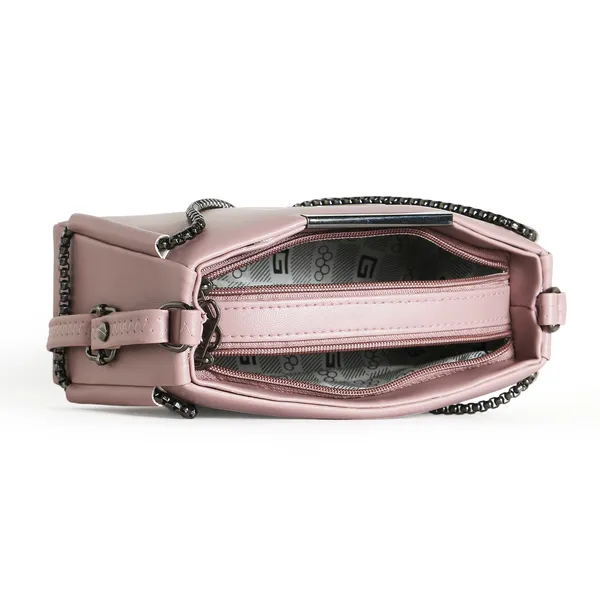 Trendy_Pink_Faux_Leather_Shoulder_Bag_For_Women_With_Chain_Strap_&_Dual_Ring_Metal_Design