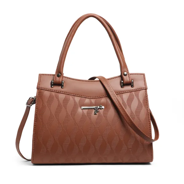 Elegant_Tan_Textured_Leather_Handbag_For_Women_Stylish_Tote_Purse_With_Shoulder_Strap,_Lightweight_Designer_Office_&_Casual_Bag