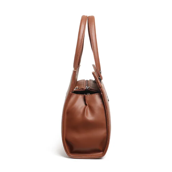 Elegant_Tan_Textured_Leather_Handbag_For_Women_Stylish_Tote_Purse_With_Shoulder_Strap,_Lightweight_Designer_Office_&_Casual_Bag
