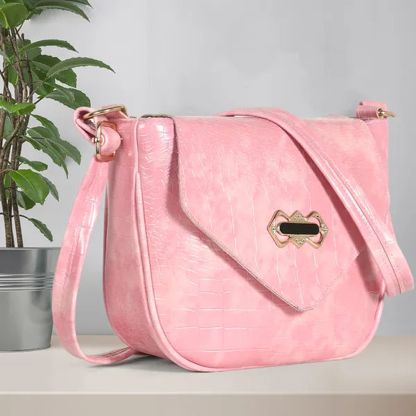 Stylish_Mint_Pink_Crocodile_Pattern_Sling_Bag_For_Women
