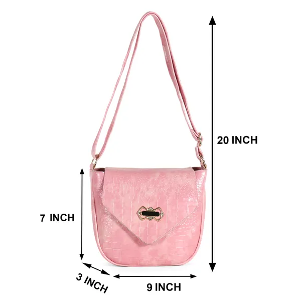 Stylish_Mint_Pink_Crocodile_Pattern_Sling_Bag_For_Women