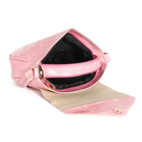 Stylish_Mint_Pink_Crocodile_Pattern_Sling_Bag_For_Women