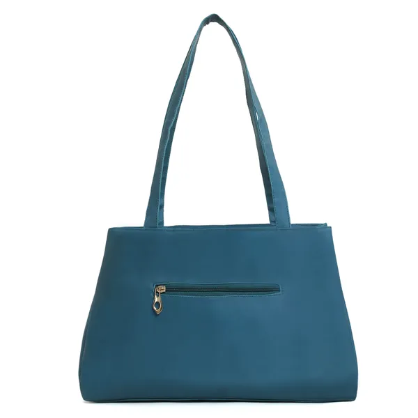 Trendy_Cyan_Leather_Tote_Bag_For_Women_Spacious_Shoulder_Handbag_With_Dual_Zipper_Pockets,_Stylish_Office_&_Casual_Carryall_Purse,_Lightweight_Everyday_Travel_Bag