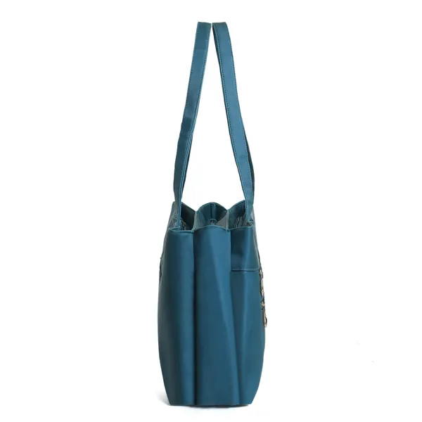 Trendy_Cyan_Leather_Tote_Bag_For_Women_Spacious_Shoulder_Handbag_With_Dual_Zipper_Pockets,_Stylish_Office_&_Casual_Carryall_Purse,_Lightweight_Everyday_Travel_Bag