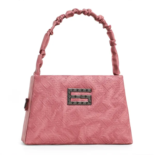 Elegant_Peach_Designer_Shoulder_Bag_For_Women_With_Embossed_Pattern_&_Metal_G_Logo