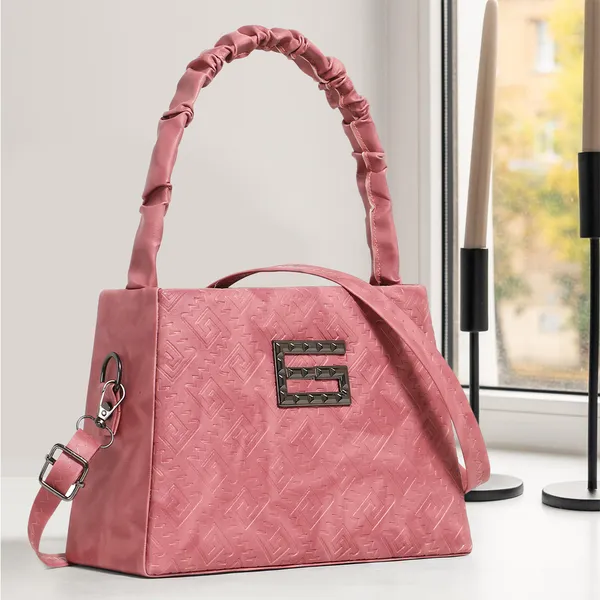 Elegant_Peach_Designer_Shoulder_Bag_For_Women_With_Embossed_Pattern_&_Metal_G_Logo