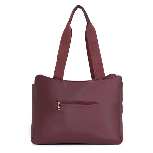 Trendy_Maroon_Nylon_Tote_Bag_For_Women_Lightweight_Shoulder_Handbag_With_Spacious_Compartments,_Durable_Straps_&_Water-Resistant_Design_Ideal_For_Office,_Travel,_Gym,_Or_Everyday_Use