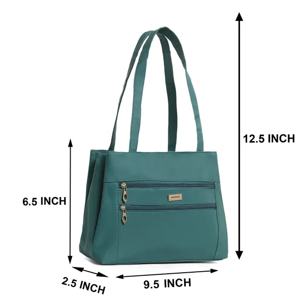 Trendy_Green_Leather_Tote_Bag_For_Women_Spacious_Shoulder_Handbag_With_Dual_Zipper_Pockets,_Stylish_Office_&_Casual_Carryall_Purse,_Lightweight_Everyday_Travel_Bag