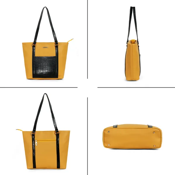 Women_Yellow_Pocket_Croco_Leather_Handbag_Elegant_Faux_Leather_Handbag_With_Gold_Accents,_Spacious_Shoulder_Purse_For_Office,_Travel_&_Everyday_Use
