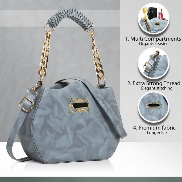 Stylish_Grey_Faux_Leather_Shoulder_Bag_For_Women_With_Gold_Chain_Handle_&_Adjustable_Strap