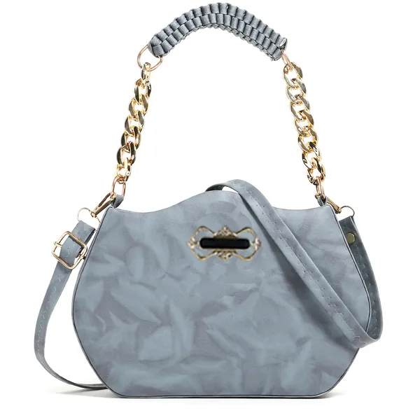 Stylish_Grey_Faux_Leather_Shoulder_Bag_For_Women_With_Gold_Chain_Handle_&_Adjustable_Strap