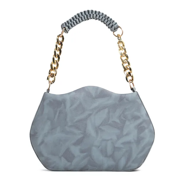 Stylish_Grey_Faux_Leather_Shoulder_Bag_For_Women_With_Gold_Chain_Handle_&_Adjustable_Strap