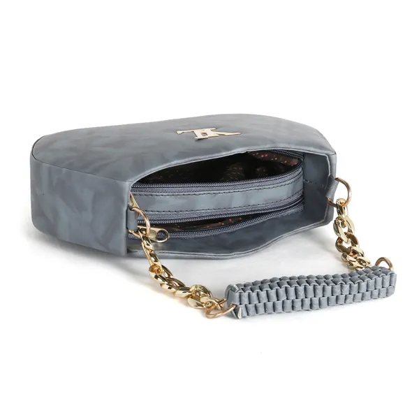 Stylish_Grey_Faux_Leather_Shoulder_Bag_For_Women_With_Gold_Chain_Handle_&_Adjustable_Strap