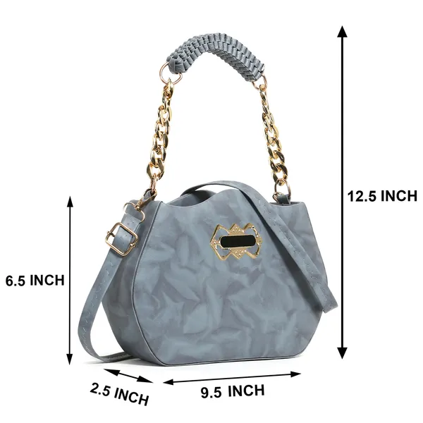 Stylish_Grey_Faux_Leather_Shoulder_Bag_For_Women_With_Gold_Chain_Handle_&_Adjustable_Strap