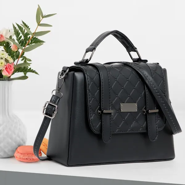 Classic_Black_Quilted_Leather_Handbag_For_Women_With_Adjustable_Strap_&_Top_Handle