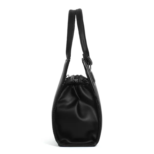 Stylish_Black_Women's_Handbag_Elegant_Leather_Tote_Purse_With_Shoulder_Strap,_Spacious_Design_&_Metal_Accents_Perfect_For_Office,_Casual,_Or_Travel_Use