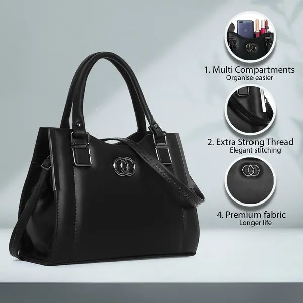 Stylish_Black_Women's_Handbag_Elegant_Leather_Tote_Purse_With_Shoulder_Strap,_Spacious_Design_&_Metal_Accents_Perfect_For_Office,_Casual,_Or_Travel_Use