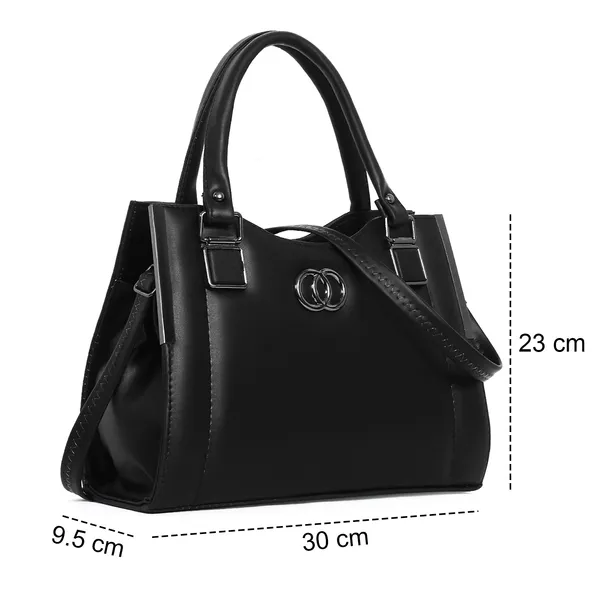 Stylish_Black_Women's_Handbag_Elegant_Leather_Tote_Purse_With_Shoulder_Strap,_Spacious_Design_&_Metal_Accents_Perfect_For_Office,_Casual,_Or_Travel_Use