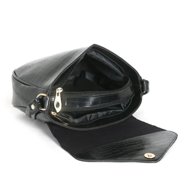 Stylish_Mint_Black_Crocodile_Pattern_Sling_Bag_For_Women