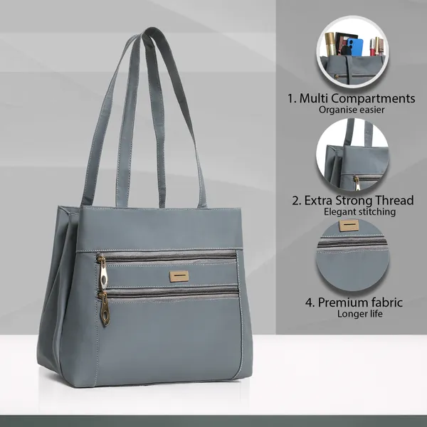 Trendy_Gray_Leather_Tote_Bag_For_Women_Spacious_Shoulder_Handbag_With_Dual_Zipper_Pockets,_Stylish_Office_&_Casual_Carryall_Purse,_Lightweight_Everyday_Travel_Bag