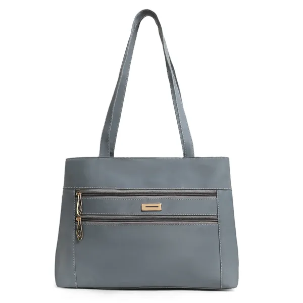 Trendy_Gray_Leather_Tote_Bag_For_Women_Spacious_Shoulder_Handbag_With_Dual_Zipper_Pockets,_Stylish_Office_&_Casual_Carryall_Purse,_Lightweight_Everyday_Travel_Bag