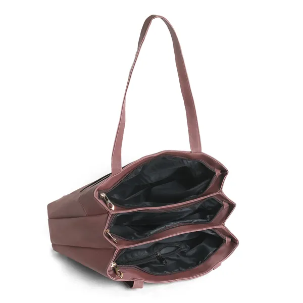 Trendy_Brown_Leather_Tote_Bag_For_Women_Spacious_Shoulder_Handbag_With_Dual_Zipper_Pockets,_Stylish_Office_&_Casual_Carryall_Purse,_Lightweight_Everyday_Travel_Bag