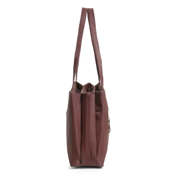 Trendy_Brown_Leather_Tote_Bag_For_Women_Spacious_Shoulder_Handbag_With_Dual_Zipper_Pockets,_Stylish_Office_&_Casual_Carryall_Purse,_Lightweight_Everyday_Travel_Bag