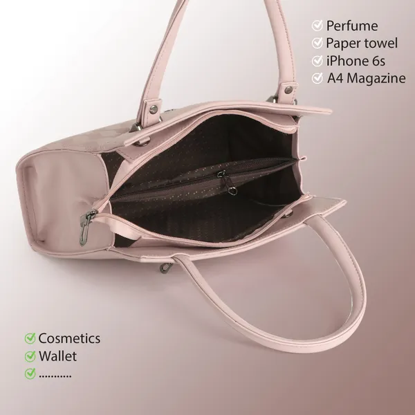 Elegant_Pink_Textured_Leather_Handbag_For_Women_Stylish_Tote_Purse_With_Shoulder_Strap,_Lightweight_Designer_Office_&_Casual_Bag
