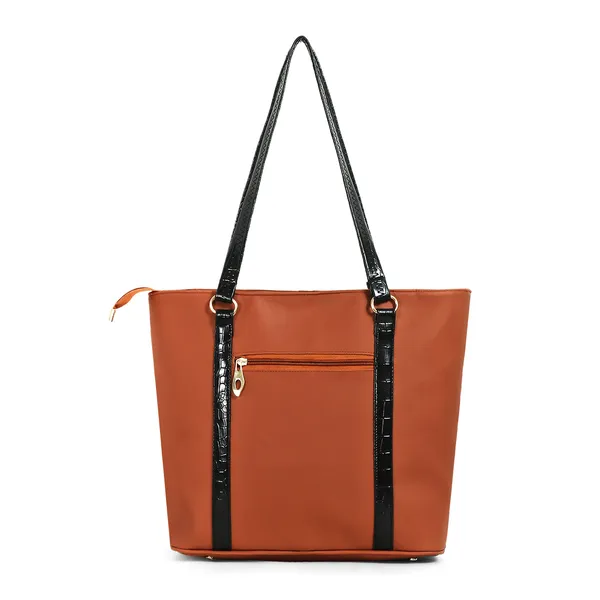 Women_Tan_Pocket_Croco_Leather_Handbag_Elegant_Faux_Leather_Handbag_With_Gold_Accents,_Spacious_Shoulder_Purse_For_Office,_Travel_&_Everyday_Use