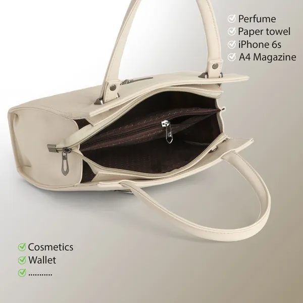 Elegant_Cream_Textured_Leather_Handbag_For_Women_Stylish_Tote_Purse_With_Shoulder_Strap,_Lightweight_Designer_Office_&_Casual_Bag