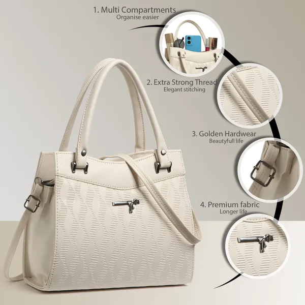 Elegant_Cream_Textured_Leather_Handbag_For_Women_Stylish_Tote_Purse_With_Shoulder_Strap,_Lightweight_Designer_Office_&_Casual_Bag